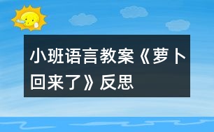 小班語(yǔ)言教案《蘿卜回來(lái)了》反思