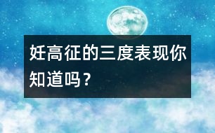 妊高征的“三度”表現(xiàn)你知道嗎？