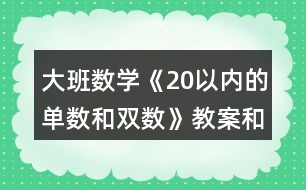 大班數(shù)學(xué)《20以內(nèi)的單數(shù)和雙數(shù)》教案和反思