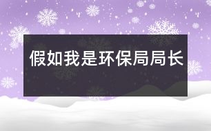 假如我是環(huán)保局局長