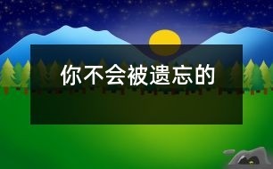 你,不會(huì)被遺忘的