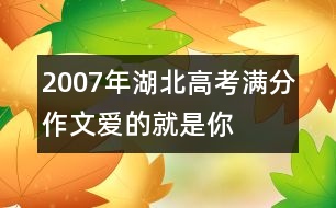 2007年湖北高考滿(mǎn)分作文：愛(ài)的就是你