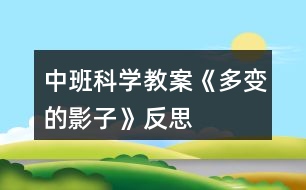 中班科學教案《多變的影子》反思