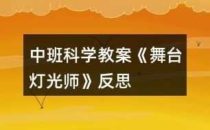 中班科學(xué)教案《舞臺(tái)燈光師》反思