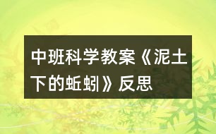 中班科學教案《泥土下的蚯蚓》反思