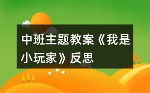 中班主題教案《我是小玩家》反思