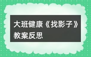 大班健康《找影子》教案反思