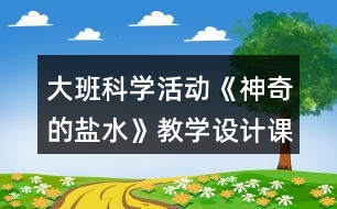 大班科學活動《神奇的鹽水》教學設(shè)計課后反思