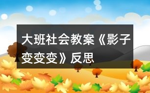 大班社會(huì)教案《影子變變變》反思