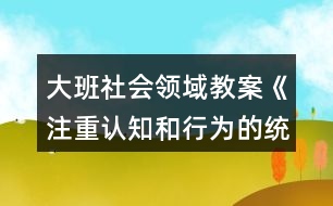 大班社會領(lǐng)域教案《注重認(rèn)知和行為的統(tǒng)一》反思