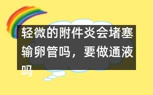 輕微的附件炎會堵塞輸卵管嗎，要做通液嗎