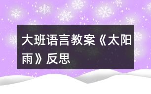 大班語言教案《太陽雨》反思