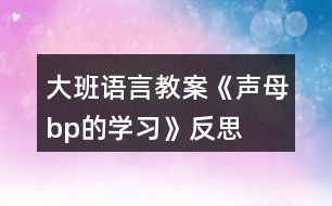 大班語言教案《聲母b、p的學(xué)習(xí)》反思