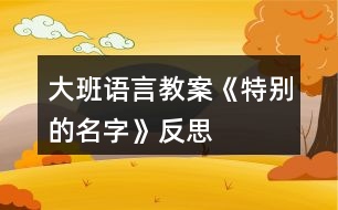 大班語(yǔ)言教案《特別的名字》反思