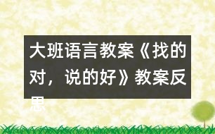 大班語言教案《找的對(duì)，說的好》教案反思