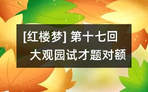 [紅樓夢] 第十七回   大觀園試才題對額  榮國府歸省慶元宵